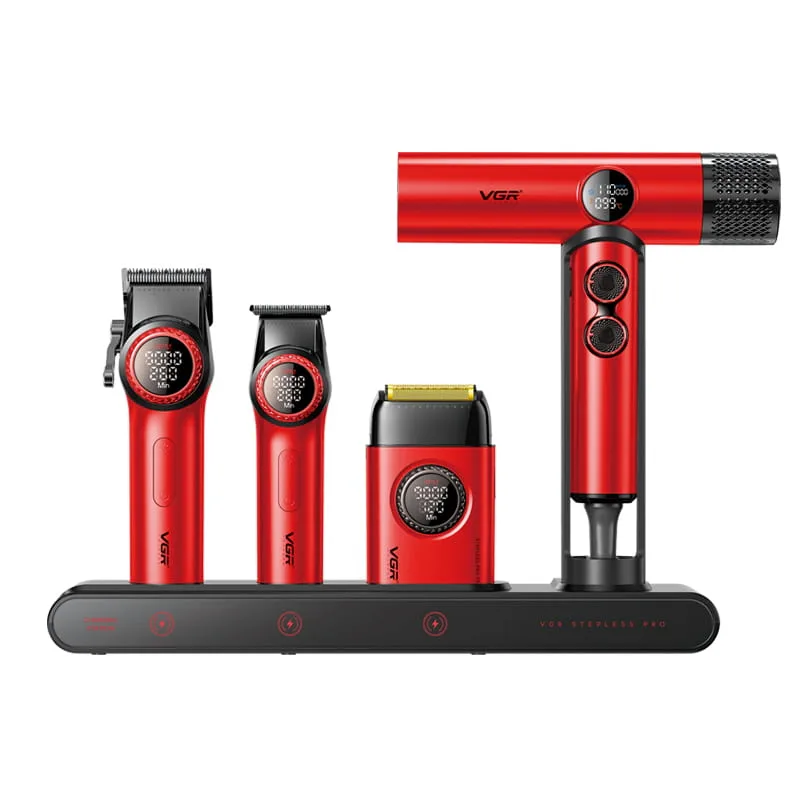 Strihacia súprava VGR VOYAGER Stepless Pro 4in1 - červená