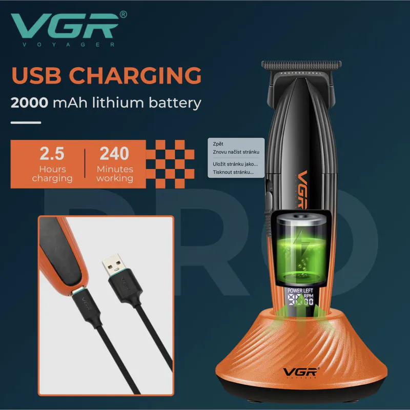 Profesionálny zastrihávač VGR VOYAGER V-889T Trim - Obrázok 2