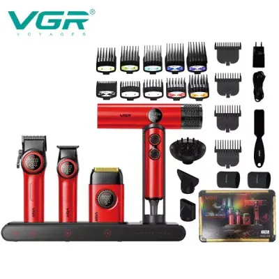 Strihacia súprava VGR VOYAGER Stepless Pro 4in1 - červená - Obrázok 2