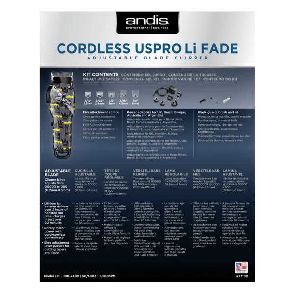 Andis Cordless UsPro Li Fade (Andis Nation Graffiti) - Obrázok 5