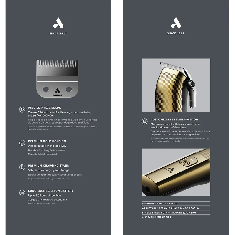 ANDIS Envy II - Gold - Obrázok 6