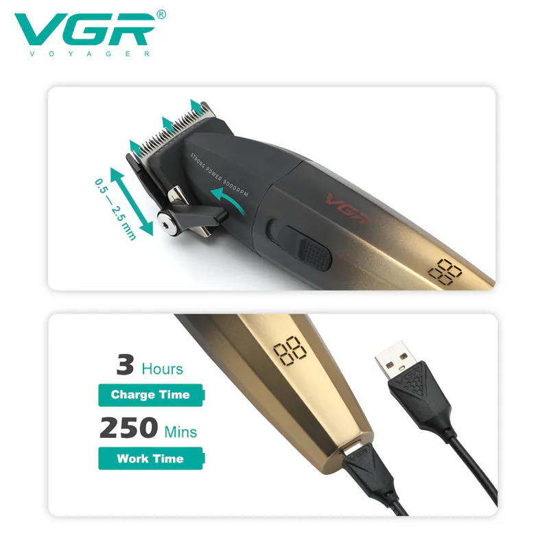 Strihací strojček VGR VOYAGER V-003C Salon Series – zlatý - Obrázok 5